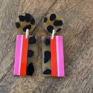Fun Statement Leopard Print and Striped Earrings